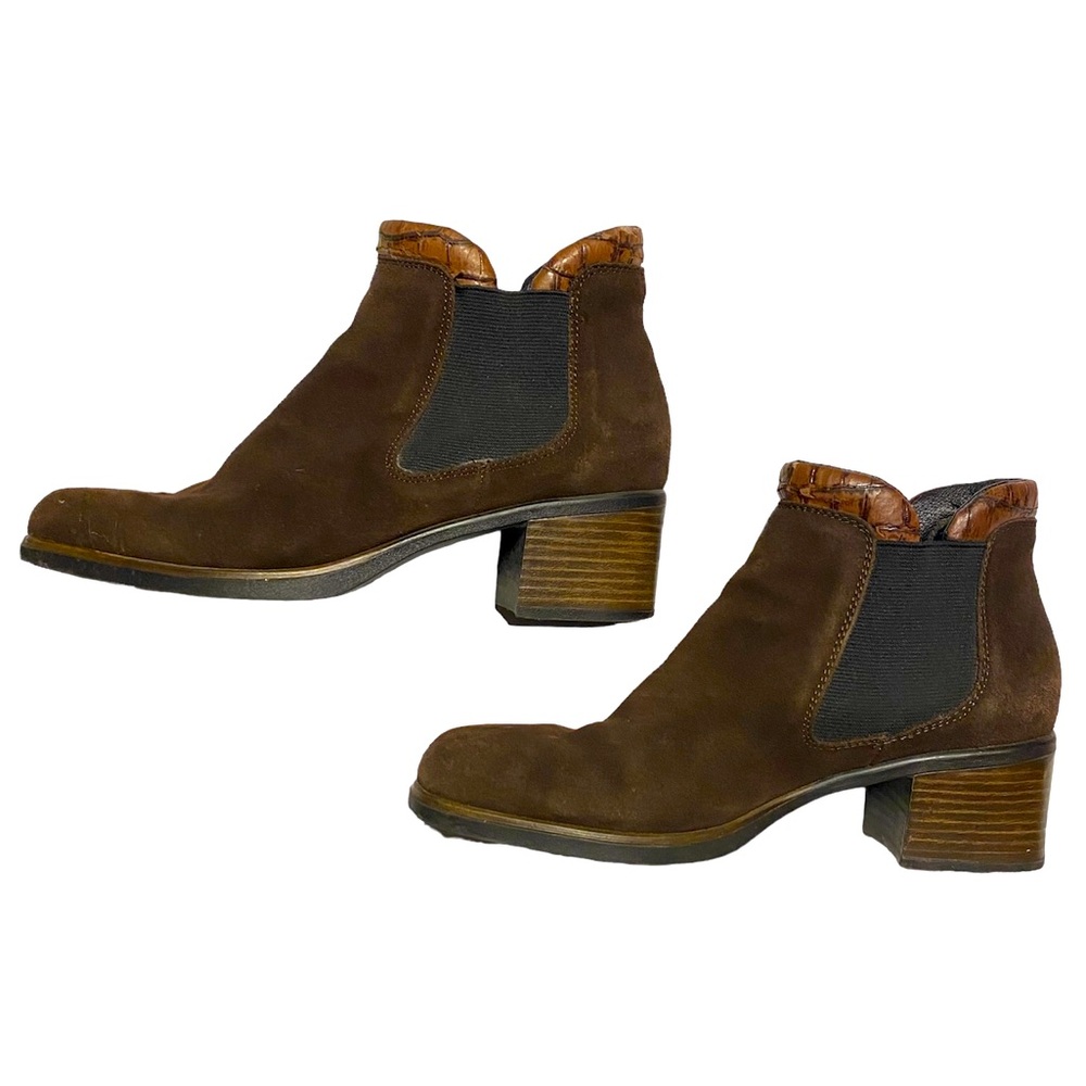 Rieker Brown Suede Slip-on Ankle Boot with Low Heel, Women’s Size 8.5 (EU 39)